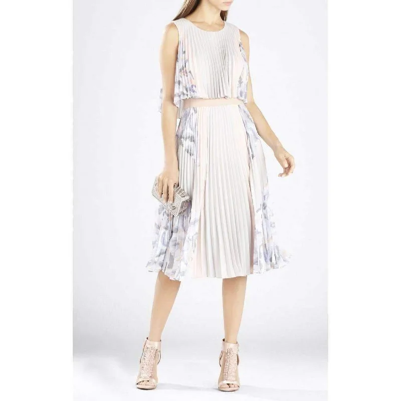 Deal Frenzy satin midi dressJaelyn Print Block Pleated Dress