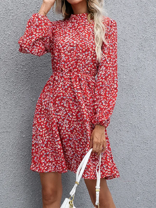 Exclusive Access summer floral dressFloral Mock Neck Long Sleeve Dress