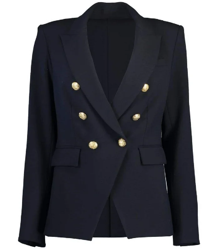 Don't Wait puffer jacketVeronica Beard Women's Navy Blue Dickey Classic Double Breasted Jacket Blazer