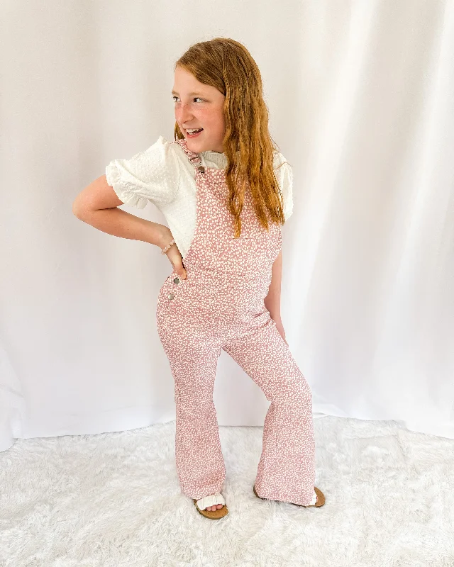 Closeout Girl's Floral Bell Bottom Overalls