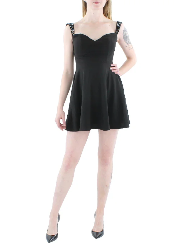 Bargain Prices sleek dressJuniors Womens Off The Shoulder Embellished Fit & Flare Dress