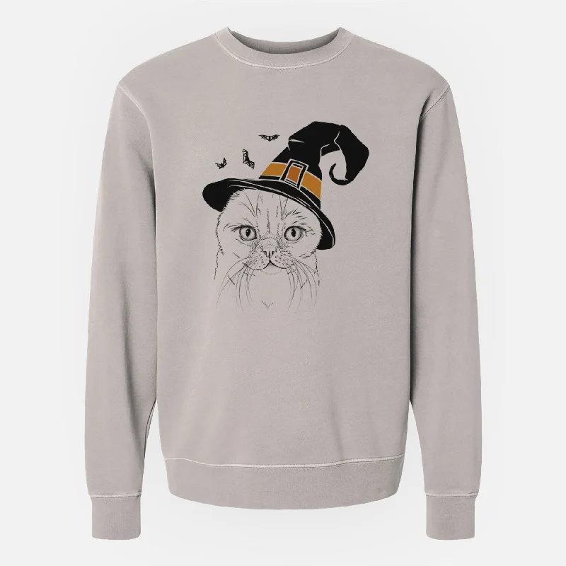 Early Access fashionable gym hoodieWitch Lina the Exotic Fold Cat - Unisex Pigment Dyed Crew Sweatshirt