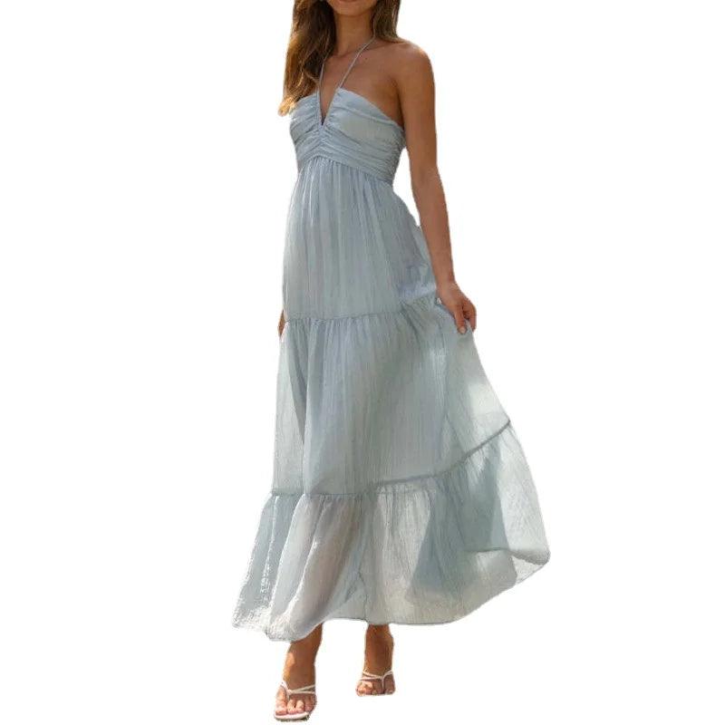 Women's Summer V Neck Sleeveless Long Beach Dresses