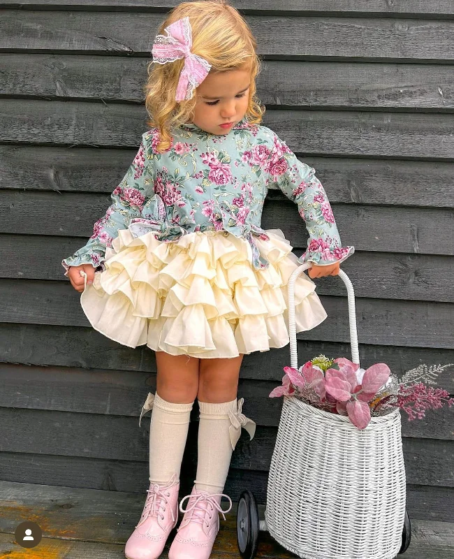 Overstock flowy evening dressBlue Floral Tutu Dress