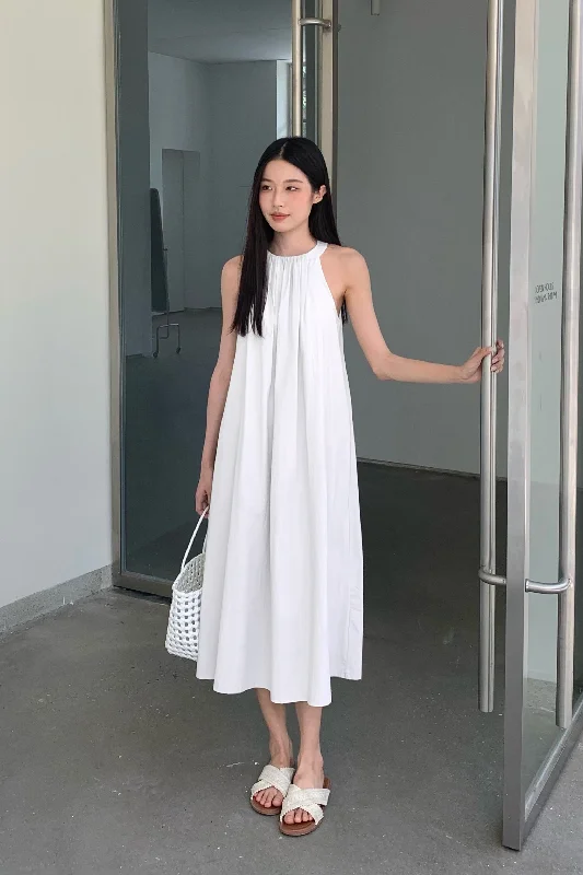 Crazy Deals Megga Pleat Midaxi Dress White (Restock)