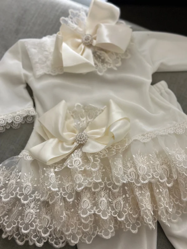 Savings Alert velvet dressInfant Ivory Velvet Set