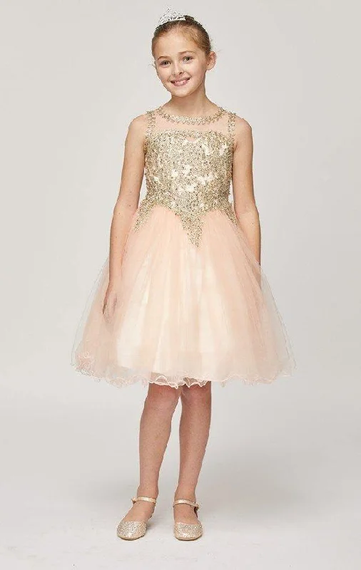 Year-End Sale high-waisted dressFlower Girl Dress Sleeveless Gold Embellished Short Sale