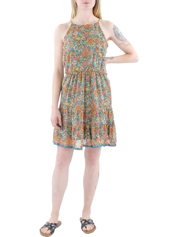 Inventory Reduction party-ready dressJuniors Womens Metallic Short Halter Dress