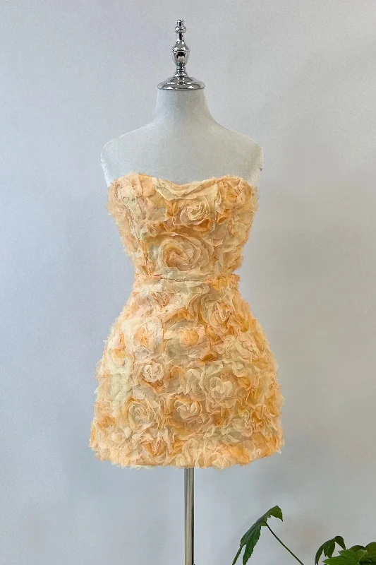 Hurry In Rosette Mini Dress - Orange