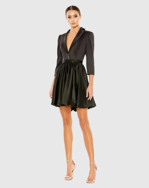 Satin Lapel A-Line Blazer Mini Dress - FINAL SALE