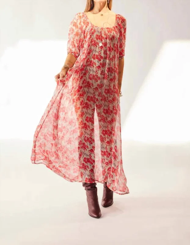 Final Markdown elegant evening dressVivi Dress In Chiffon Watercolor Print Dove