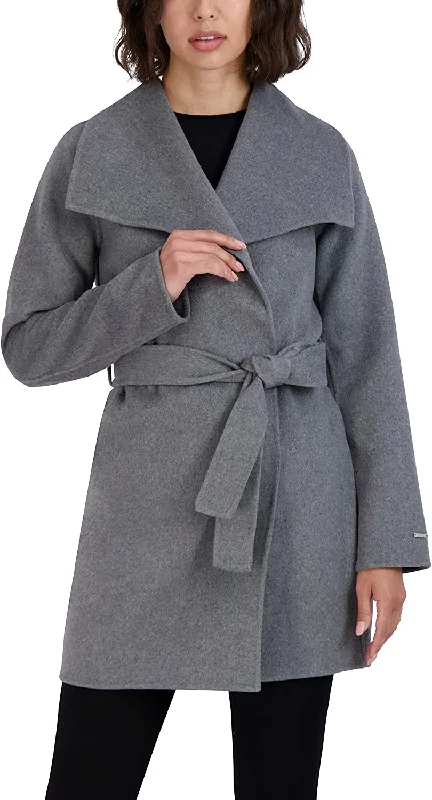 Markdowns insulated coatTahari Women's Ash Gray Wool Wrap Coat Jacket Ella