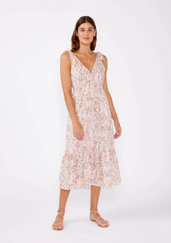 Seasonal Clearance elegant shift dressTIE SHOULDER V-NECK DRESS