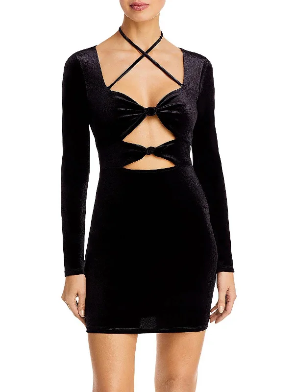 Price Break floral wrap dressWomens Velvet Cut-Out Mini Dress